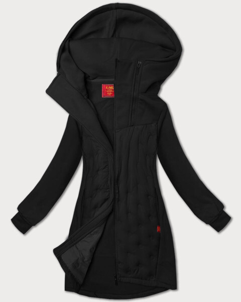 Čierna dámska dlhá mikina s kapucňou LHD (AMG-178) - Goodlooking 2XL