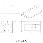 CERANO - Kúpeľňová skrinka Velora - biela matná, úchytka čierna + doska pod umývadlo Navira Slim - 18 mm - 80x54,8x46,5 CER-664723