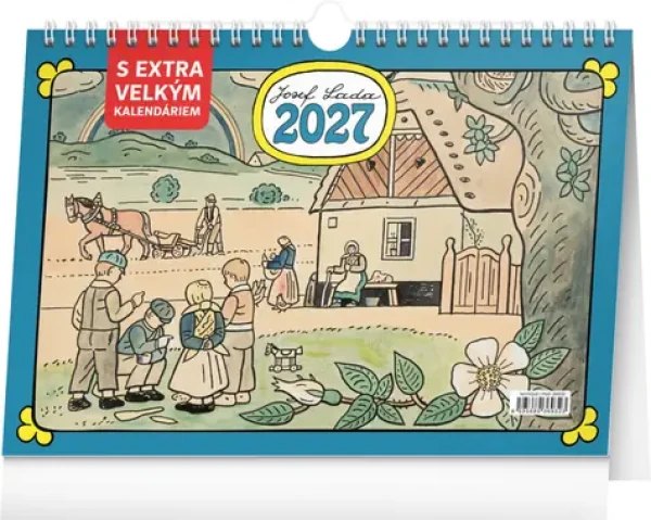NOTIQUE Stolový kalendár Josef Lada 2027 / Extra veľké písmo / 30 × 21 cm