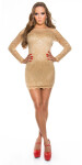 Sexy KouCla long sleeve mini lace dress champagne 12