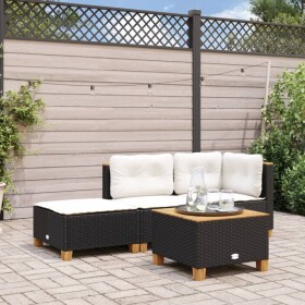 VidaXL Stołek záhradný z poduszką, Čierny, 63,5x56x32 cm, rattan PE
