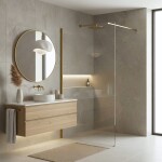 REA/S - Sprchová zástena Flexi Transparent / Brush Gold 130 KPL-K99278