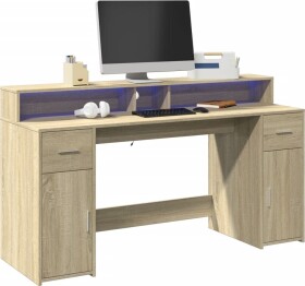 VidaXL Biurko z podświetleniem LED, dub sonoma, 160x55x91 cm