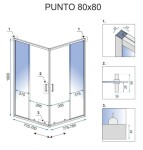 REA/S - Sprchovací kút PUNTO 80x80 - čierny So sprchovou bielou vaničkou Savoy KPL-K1012