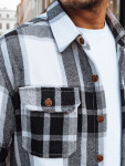 Pánska čierno-biela kockovaná flanelová košeľa FashionStreet DX2673 M