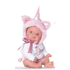 Antonio Juan 85105-3 Jednorožec ružový - realistická bábika bábätko s celovinylovým telom - 21 cm
