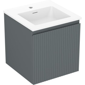 MEXEN/S - Rivel kúpeľňová skrinka 45 cm s umývadlom Otis, 1 šuplík, reliéf, grafit mat/biela mat 91A20-04547-1-BF66-W18M01