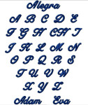 Názov výšivky Allegra script