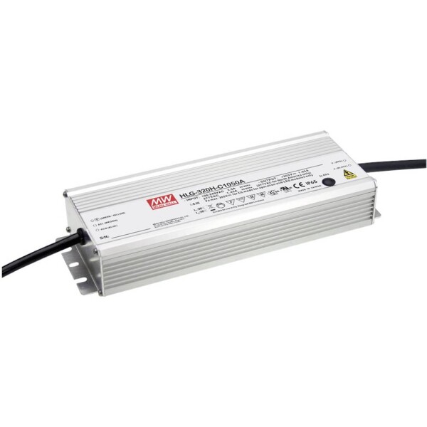 MEAN WELL HLG-320H-C1050A LED driver konštantný prúd 320.25 W 525 - 1050 mA 152 - 305 V/DC montáž na nehorľavom povrchu, schválenie nábytku, outdoorový, PFC; HLG-320H-C1050A