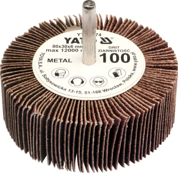 YATO Brúsny lamelový kotúč / Radiálne 80x30 mm / Priemer stopky 6 mm / Zrnitosť 60