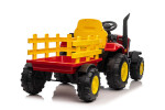 Mamido Mamido Detský elektrický traktor s vlečkou 12V 7Ah EVA kolesá ECO koža červený