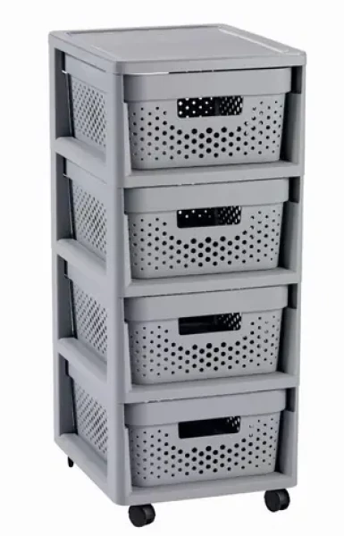 Curver INFINITY Dots Regál so zásuvkami 4x11l svetlo-sivá (231558)