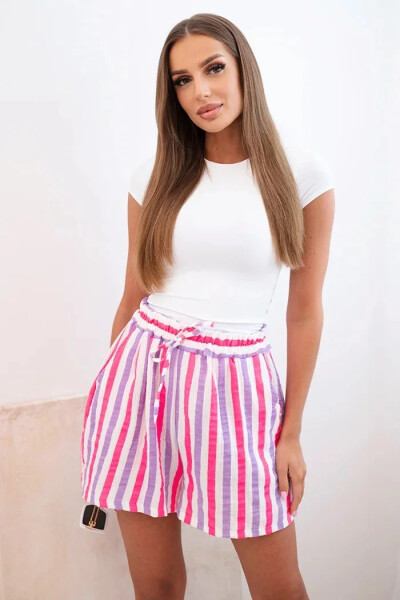 Dámske bavlnené pruhované šortky fialové UNI