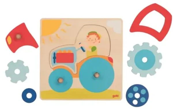 GOKI Drevené puzzle Traktor
