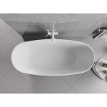 MEXEN/S - Luvo Slim voľne stojaca vaňa 170 x 75, biela, sifón a prepad biela 52801707500-20