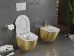 MEXEN - Lena Závesná WC misa vrátane sedátka s slow-slim, duroplast, biela/zlatá vzor línia 30224007
