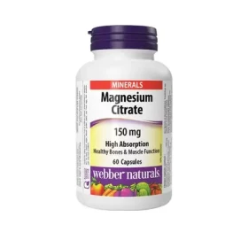 Webber Naturals Magnesium Citrate 150 mg / Výživový doplnok / horčík / 60 kapsúl