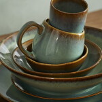 MADAM STOLTZ Kameninový hrnček Green Reactive Glaze 400 ml