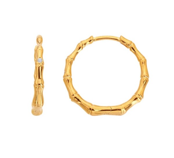 Hot Diamonds Pozlátené kruhové náušnice s diamantom Golden Edit Hope DE842