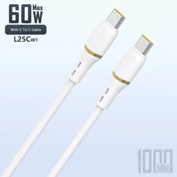 Dudao Dátový kábel L25C / USB-C / USB-C / 60W / 1 m / biela (200623)