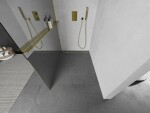 MEXEN/S - KIOTO Sprchová zástena WALK-IN s poličkou a držiakom uterákov 80 x 200, zrkadlové 8 mm, zlatá 800-080-121-50-50