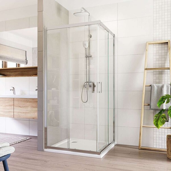 Mereo Sprchovací kút, Lima, štvorec, zasúvací, 90x90 cm, chróm ALU, sklo Číre CK608A23K