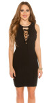 Sexy KouCla ripp knit dress sleeveless w. ruffles black Einheitsgroesse