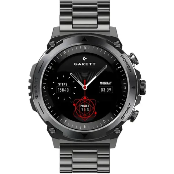Garett Atom Black Steel / Chytré hodinky / 1,43 "AMOLED / IP68 / telefonovanie / Android iOS (5904238486856)