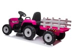 Mamido Elektrický traktor s vlečkou ružový