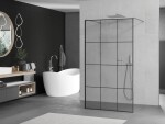 MEXEN/S - KIOTO samostatne stojaca sprchová zástena 120 x 200, transparent/čierna vzor 8 mm, chróm 800-120-002-01-77