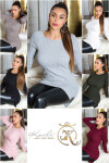 Trendy KouCla High Low ribbed jumper Einheitsgroesse