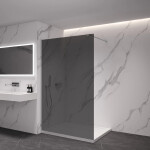 CERANO - Sprchová zástena Walk-in Onyx Cube Ľ/P - 8 mm - hranatá vzpera - chróm, grafitové sklo - 80x200 CER-8050BD409