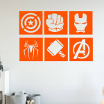 Veselá Stena Samolepka Znaky Avengers sada Farba: žlutá, Veľkosť: 40 x 58 cm