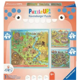Ravensburger Puzzle UP! História - Doba kamenná, Staroveký Rím, Stredovek (100, 121 a 144 dielikov)