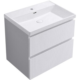CERANO - Kúpeľňová skrinka Carole - keramické umývadlo Viano - biela matná ryhovaná - 50,8x62,5x46,4 CER-925951