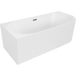 MEXEN/S - Gia voľne stojaca rohová vaňa reliéf ľavá 150 x 75, biela mat, sifón a prepad grafit metal 52701507501L-95