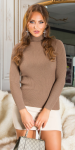 Sexy Musthave Basic Knit Pullover with Turtleneck brown Einheitsgroesse