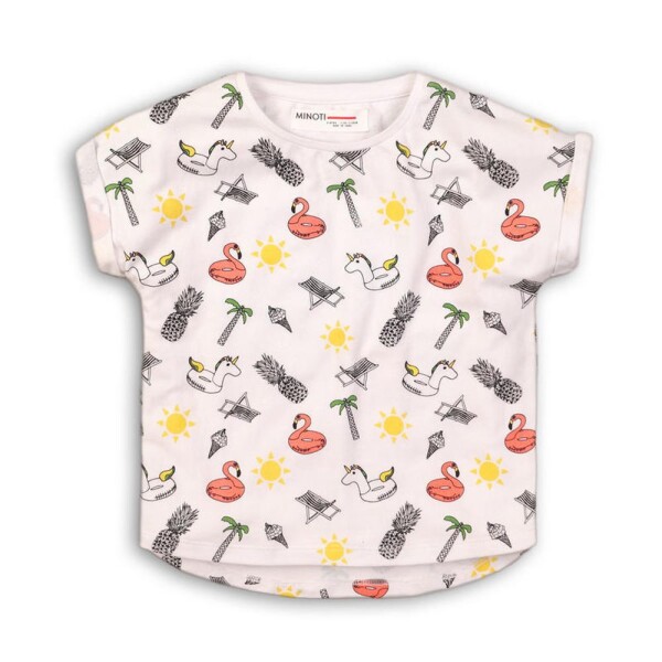 Tričko dievčenské s krátkym rukávom, Minoti, TG BASIC TEE 6, bílá - 68/80 | 6-12m