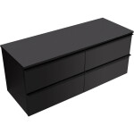 CERANO - Kúpeľňová skrinka Velora - čierna matná, úchytka čierna + doska pod umývadlo Navira Slim - 18 mm - 120x54,8x46,5 CER-664759