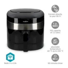 Nedis KAAF180BKW čierna / Teplovzdušná fritéza SmartLife / 1800 W / 7.2 l / 8 programov / Wi-Fi / Android iOS (KAAF180BKW)