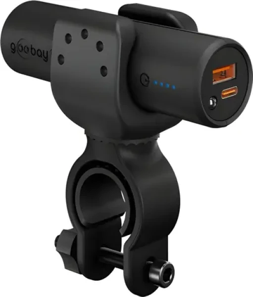 Goobay Bike-Power 5.0 čierna / Powerbanka / 5000 mAh / USB-C PD / LED svietidlo / držiak na bicykel (60656)