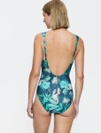 Dámske jednodielne plavky Summer Fleur OWP - Triumph tmavá kombinace tyrkysové (M025) 042C