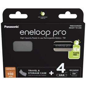 Eneloop eneloop pro HR03 +Box mikrotužkový akumulátor typu AAA Ni-MH 930 mAh 1.2 V 4 ks; 52363180 - Panasonic Eneloop Pro AAA 930mAh 4ks + CASE 4HCDEC/4BE