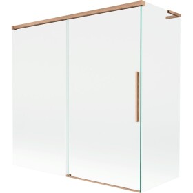 MEXEN/S - Rox L vaňová zástena 2-krídlová posuvná 160 + 70 x 150, transparent, meď kartáčovaná 8C9L-160-070-65-00