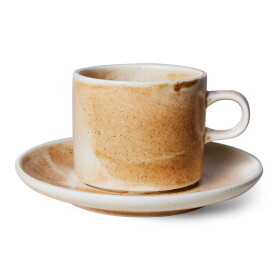 HK living Šálka s podšálkou Chef Rustic Cream/Brown 220 ml