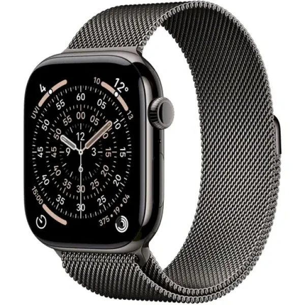 Apple Watch Series 11 GPS+Cellular 46mm Bridlicovo šedé titánové telo - Bridlicovo šedý milánsky ťah M/L / 150-200 mm (MFD44MP/A)