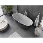 MEXEN/S - Olea voľne stojaca vaňa vzor 170 x 80, biela/čierna, sifón a prepad biela 52821708075-20