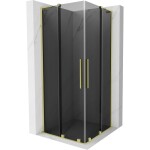 MEXEN/S - Velar L Duo sprchovací kút, posuvné dvere 80 x 80, grafit, zlato kartáčovaná 871-080-080-02-43-55