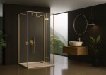 REA/S - Sprchovací kút Atlas 100x80 Brush Gold vľavo KPL-K4774