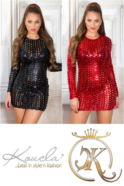 Sexy HOT Koucla Bodycon KylieLook Dress Perforated black Einheitsgroesse